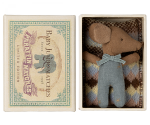 Maileg Sleepy Wakey Mouse in Matchbox - Blue (Baby Mouse)