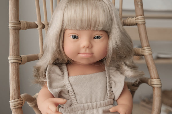 miniland doll with Down syndrome blonde girl 38 cm