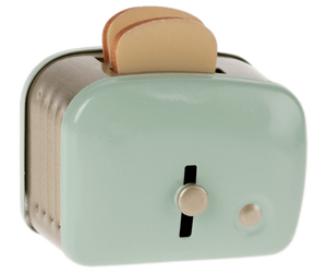 maileg miniature toaster and bread, mint