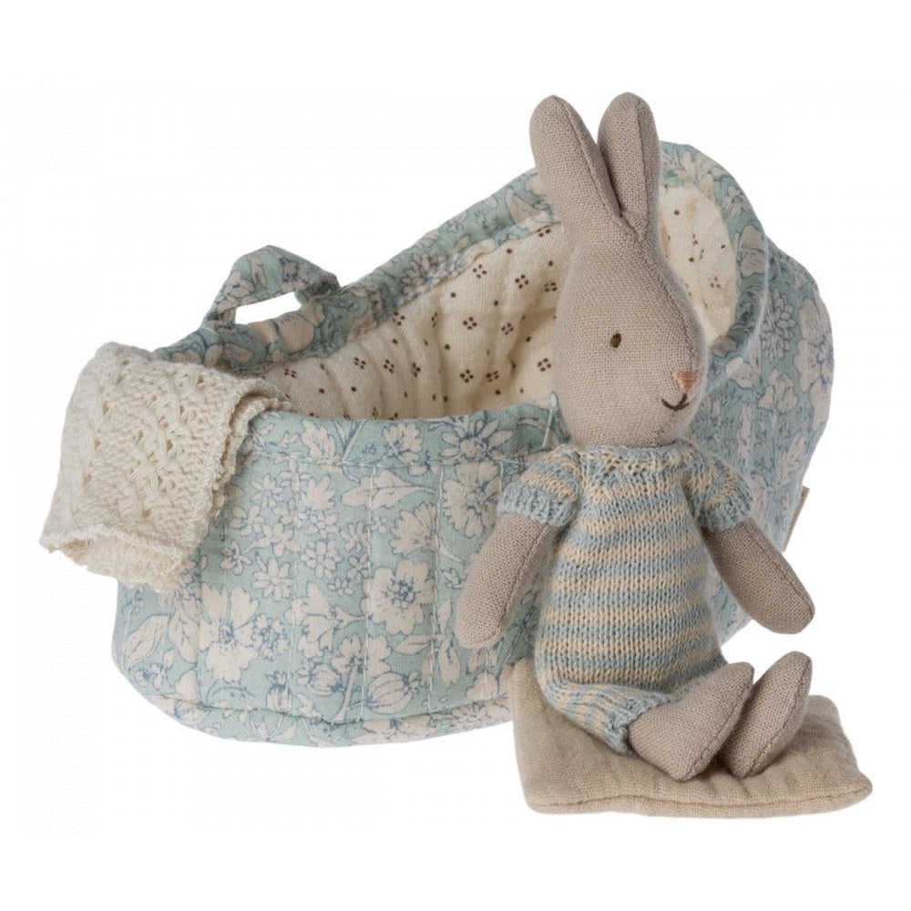 PREORDER Maileg rabbit in carry cot - 3 assorted colours