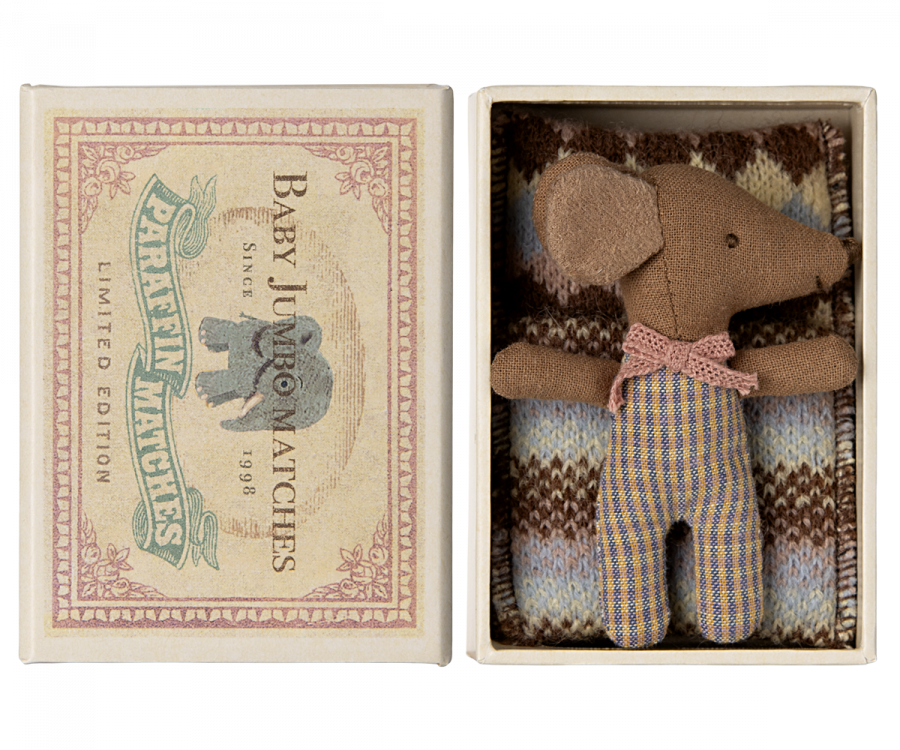 Maileg Sleepy Wakey Mouse in Matchbox - Rose (Baby Mouse)