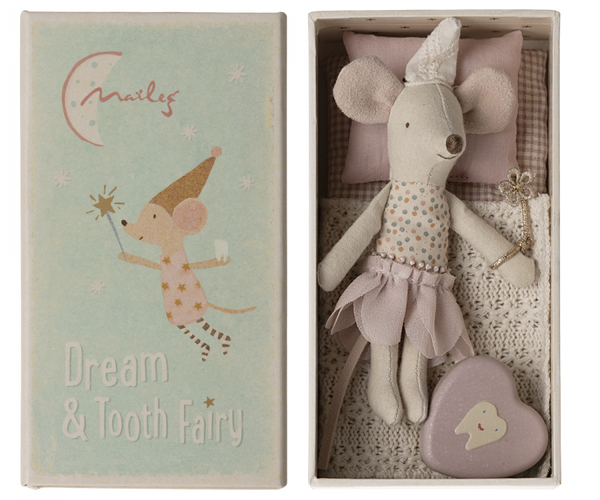 Maileg Tooth fairy mouse, Little sister in matchbox