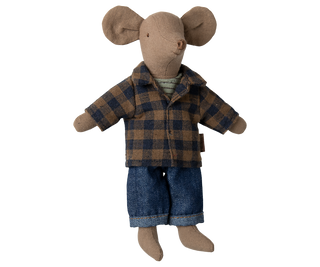 Maileg  Brown checked shirt and pants, Dad mouse