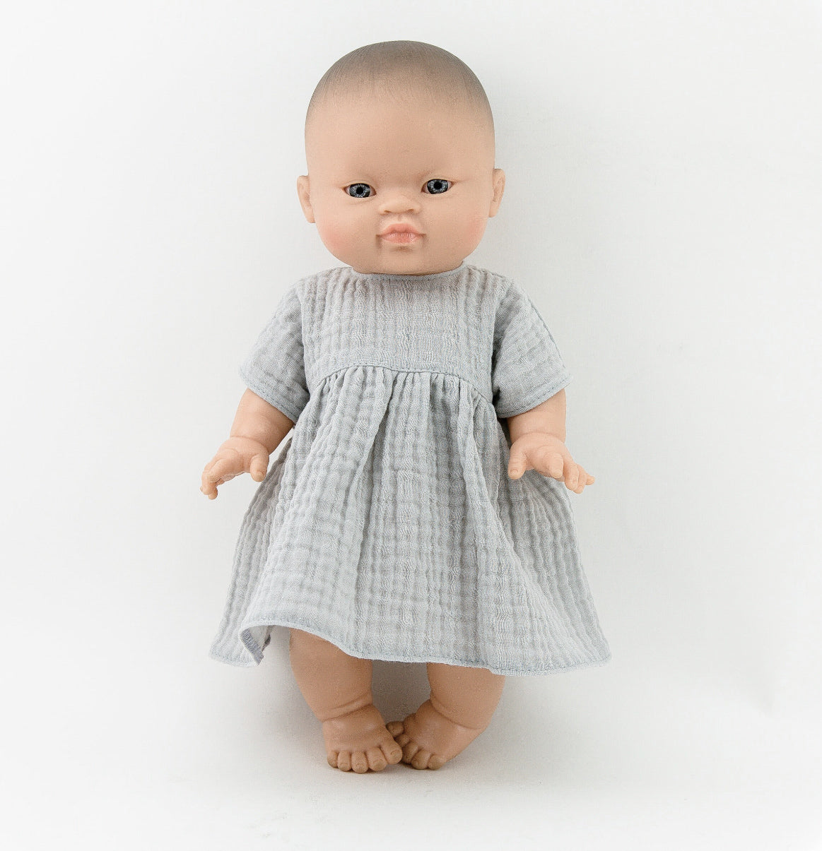 grey muslin doll dress for 34 cm doll
