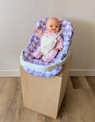 DOLL CARSEAT Lilac Cherries by Tiny Harlow