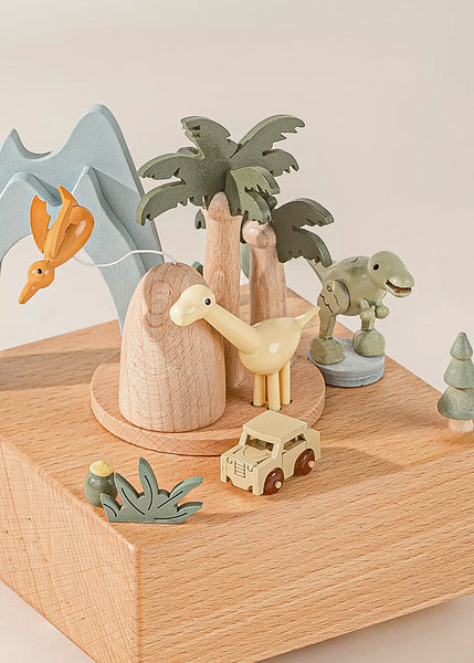wooden music box dinosaur world