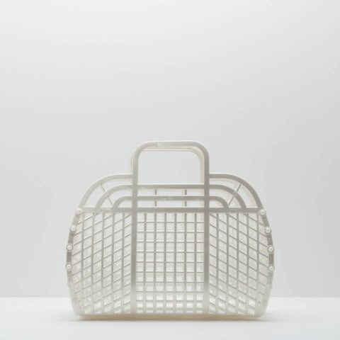 retro jelly basket - medium pearl white