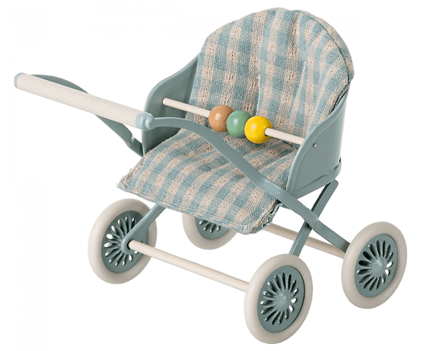 Maileg baby mouse stroller, mint