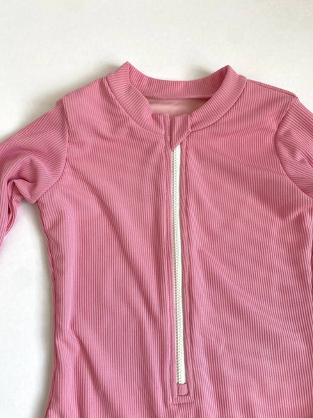 Enci flamingo pink long sleeve UPF50+ swimsuit