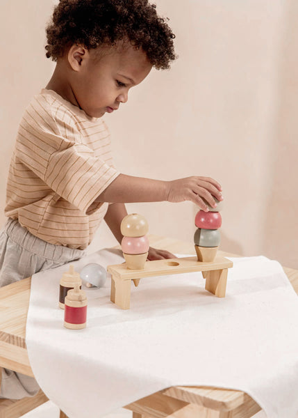 wooden ice cream stand play set