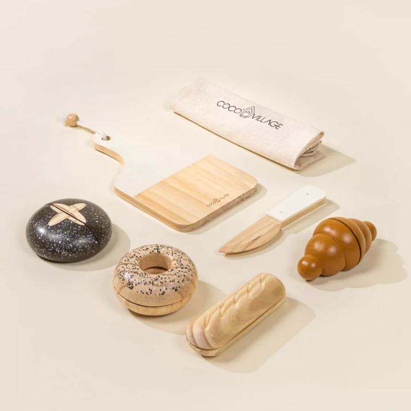 wooden bakery toy set