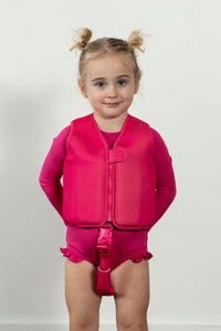 current tyed neoprene swim float vest - hot pink