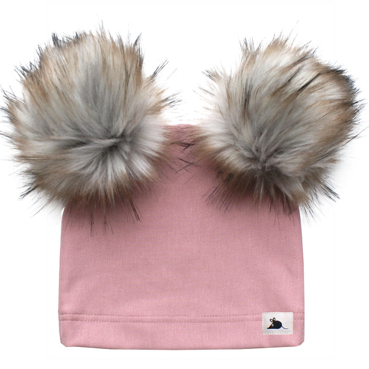The Double Pom Beanie - made in Canada Rose