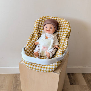 DOLL CARSEAT Mustard Gingham by Tiny Harlow