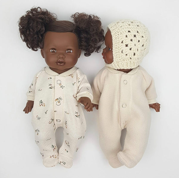 the footed pyjama for 34 cm doll floral waffle