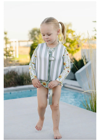 current tyed neoprene swim float vest - sage stripe