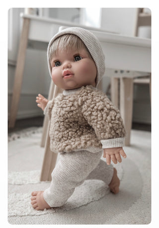softest caramel teddy sweater and legging set for doll