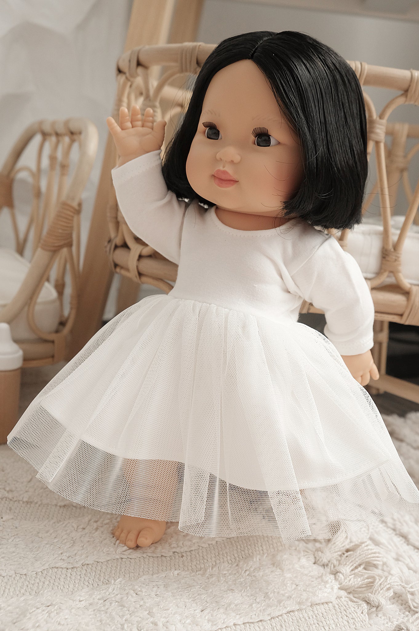 premium white doll dress for 38/34/32 cm doll