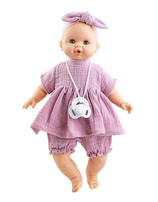 Paola Reina Sonia soft cm doll with sleepy eyes, pacifier and complete outfit Mauve