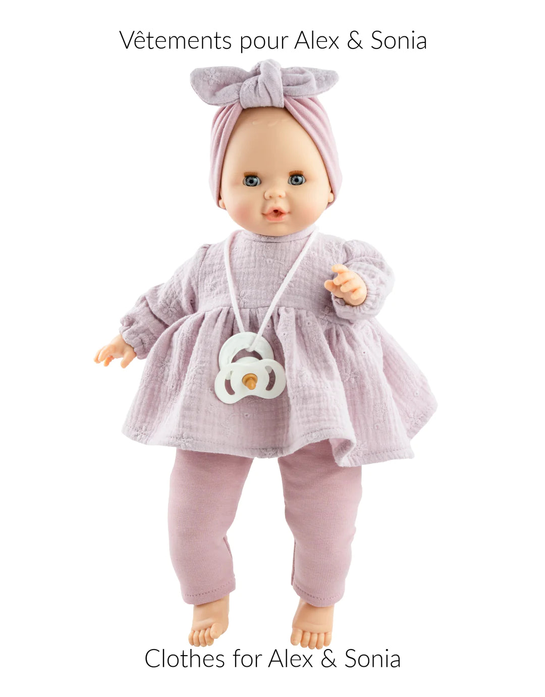 Doll pacifier and clothing set for  Paola Reina Sonia soft body doll