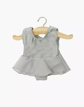 Minikane Ludmila ruffled leotard in pearl grey lycra and chiffon