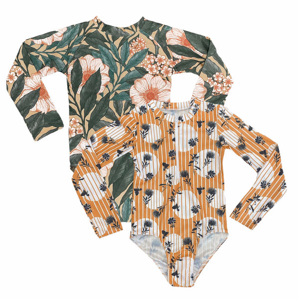 Quincy Reversible UPF50+ Long Sleeve Swimsuit Harvest Grove