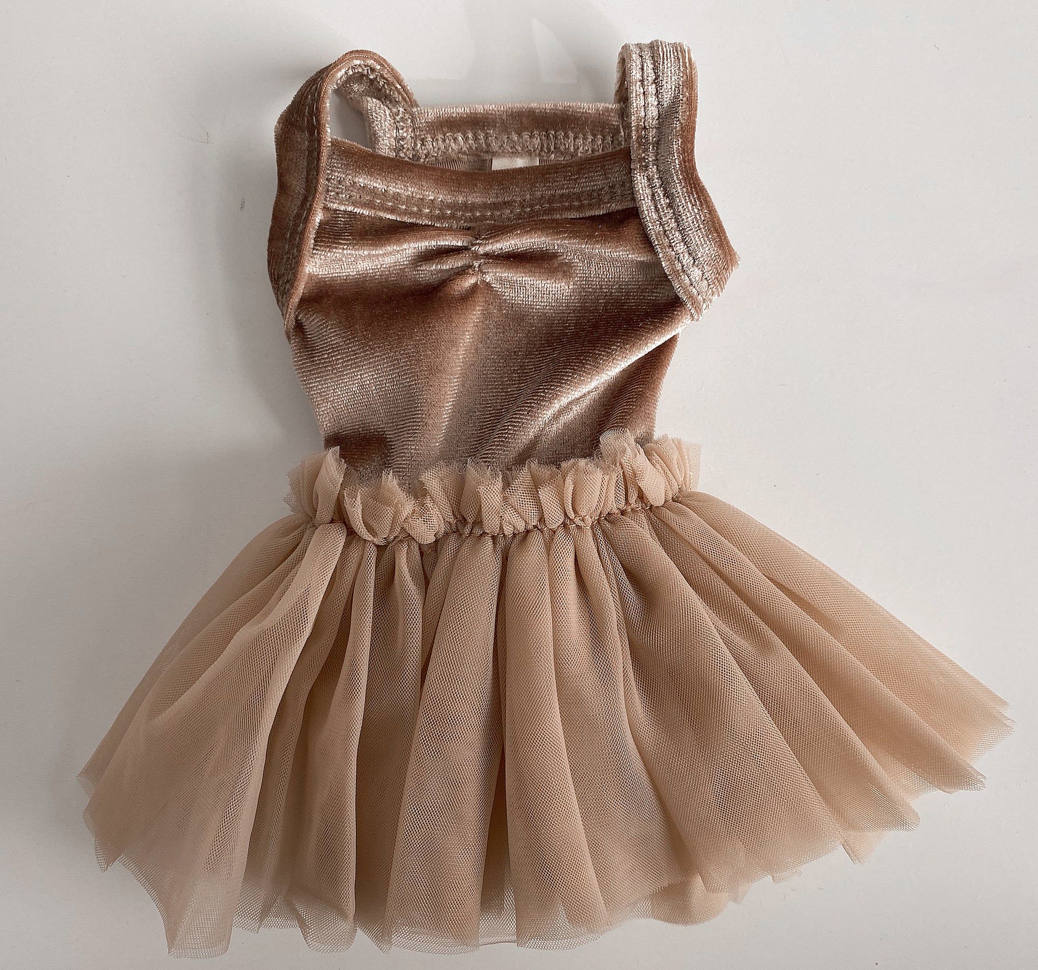 dark beige velvet leotard + ultra tulle skirt set for 34 or 38 cm doll