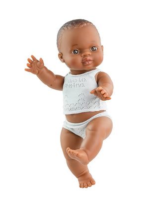 paola reina 34 cm dark skin, light eyes ruby doll in pyjamas