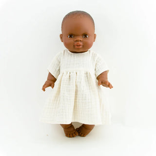 Ecru muslin doll dress for 34 cm doll