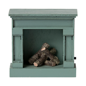 maileg fireplace, vintage muted grey/blue