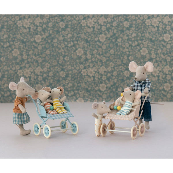 Maileg baby mouse stroller, rose