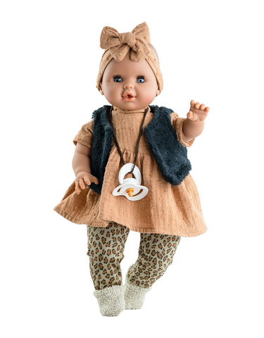 Paola Reina Sonia soft cm doll with sleepy eyes, pacifier and complete outfit Leopard