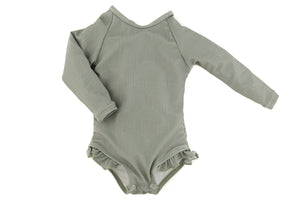 "Sage" children's upf50+ rashguard ruffle swimsuit