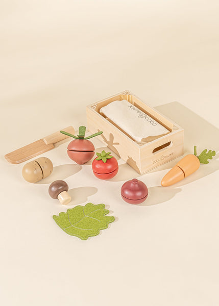 wooden vegetable play set