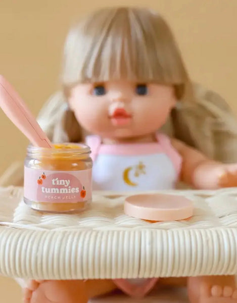 Tiny tummies magic doll food peach puree jar and spoon set