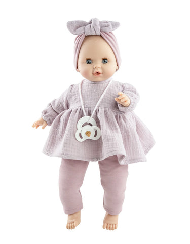 Paola Reina Sonia soft cm doll with sleepy eyes, pacifier and complete outfit Mauve