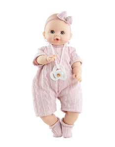 Paola Reina Sonia soft doll with sleepy eyes, pacifier and complete knit outfit