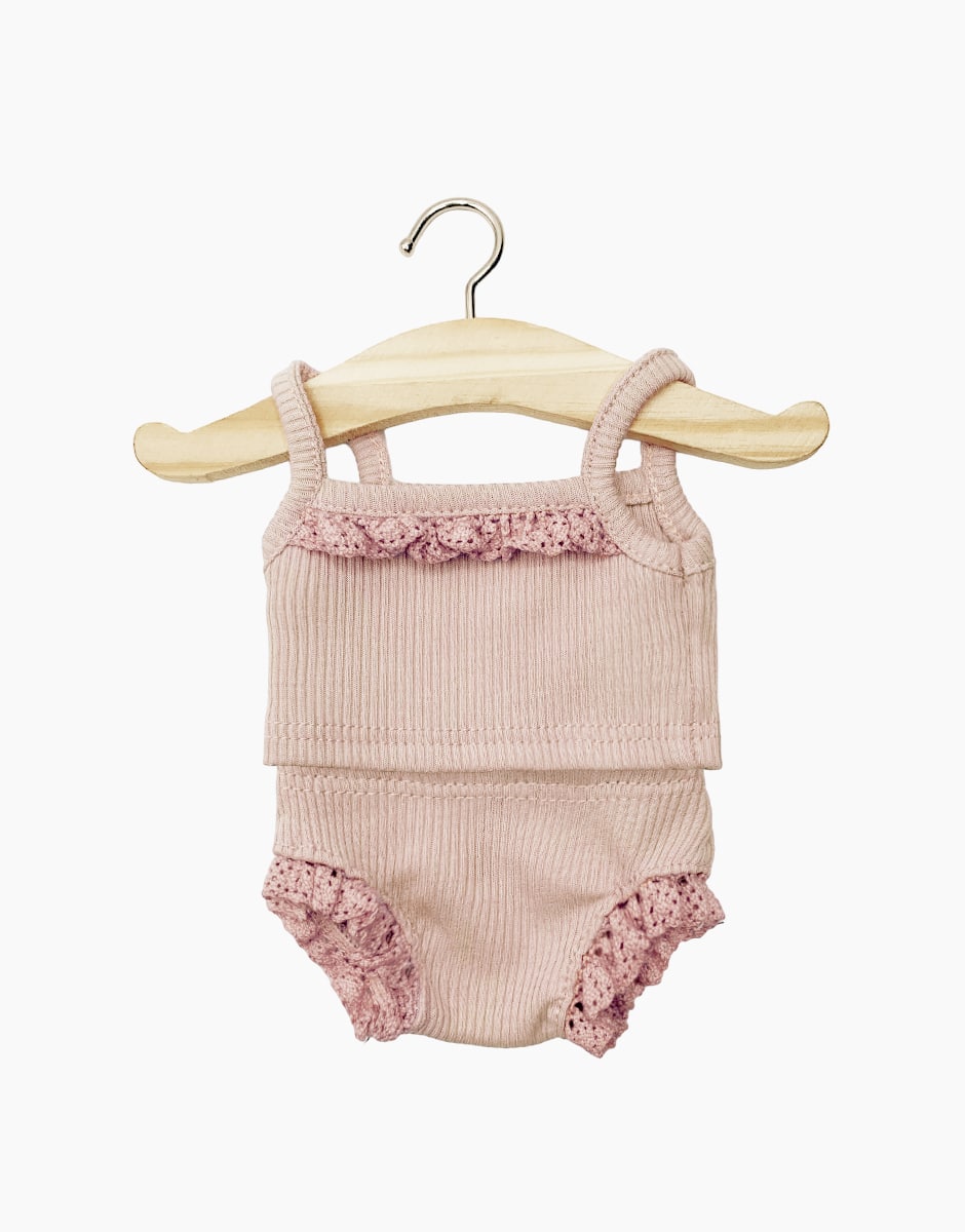 Little Basics by Minikane - Doll lace tank and underwear set in Petal Pink