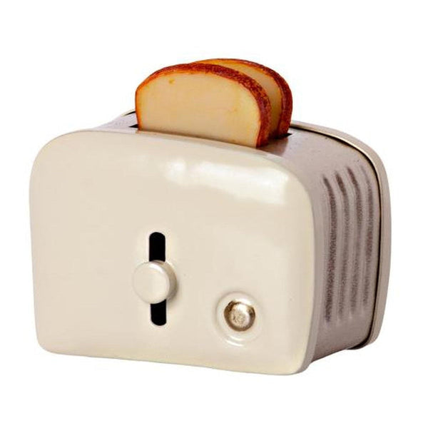 maileg miniature toaster and bread, off white