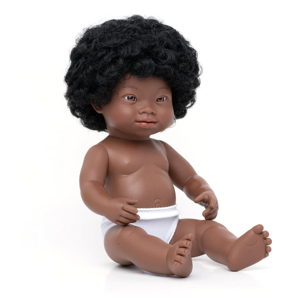 miniland doll African American girl with Down Syndrome 38 cm
