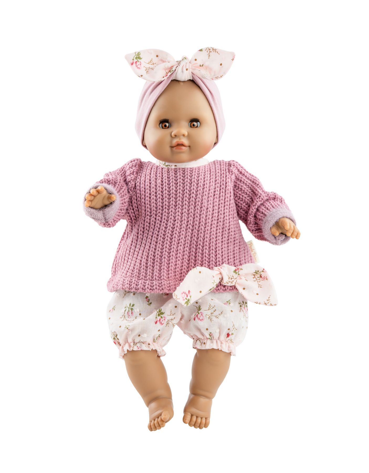 Paola Reina Alberta soft doll with sleepy brown eyes and complete outfit in gift box