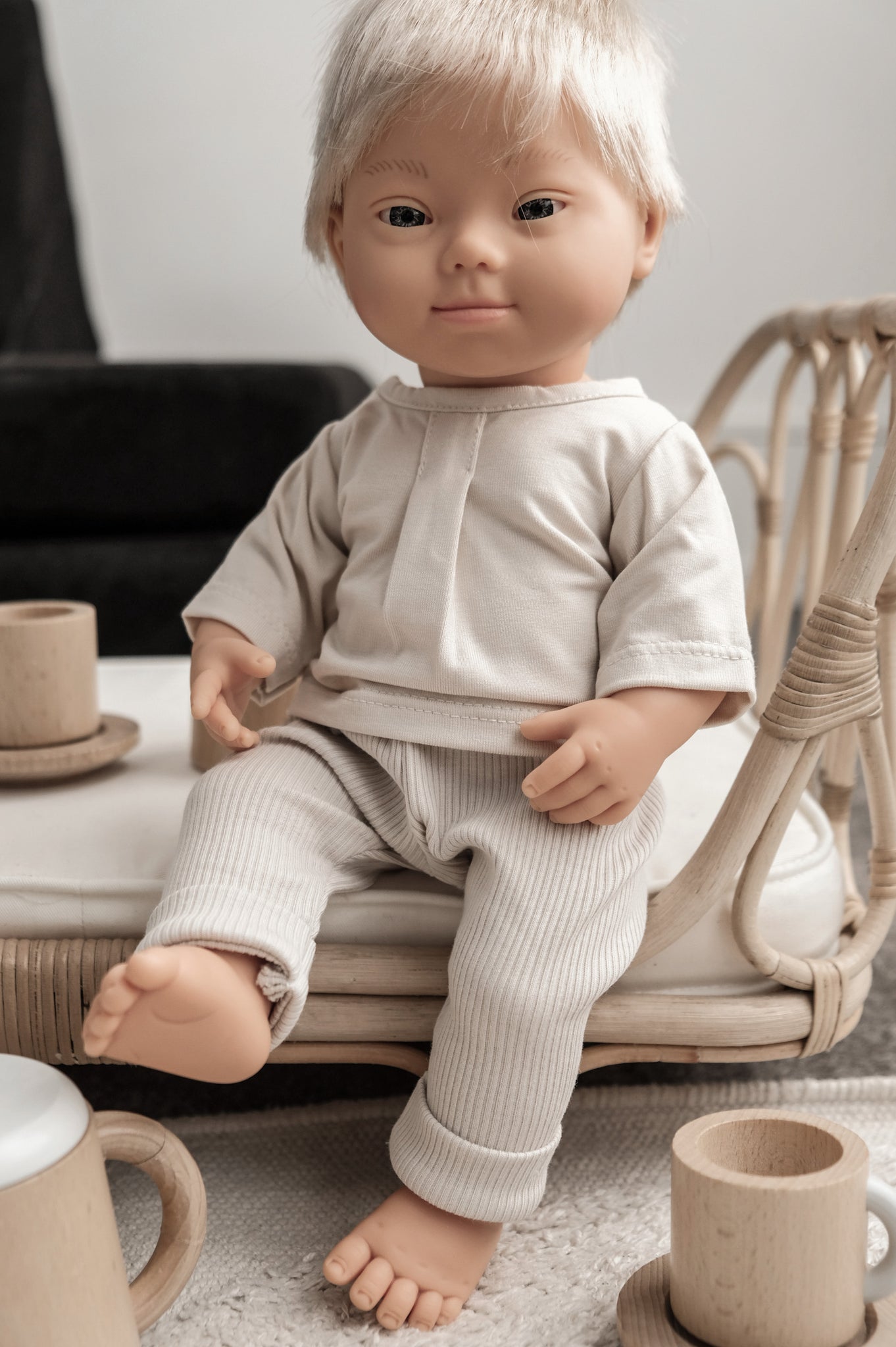 miniland doll with Down syndrome blonde boy 38 cm