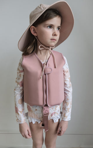 current tyed neoprene swim float vest - blush