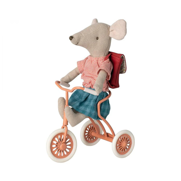 Maileg abri a tricycle, Mouse - Coral