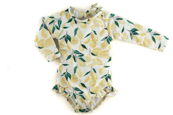 "sophie" lemon children's upf50+ rashguard ruffle swimsuit