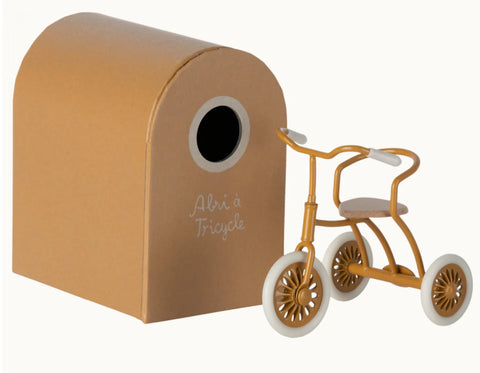 Maileg abri a tricycle, Mouse - Ochre