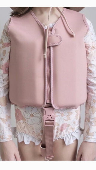 current tyed neoprene swim float vest - blush