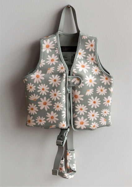 current tyed neoprene swim float vest - "Emma" daisy print