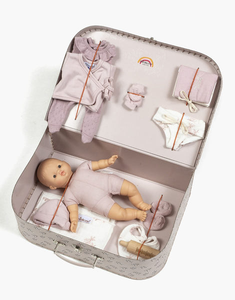 Collectible Newborn Baby Doll Play Suitcase by Minikane
