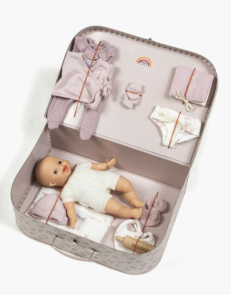 Collectible Newborn Baby Doll Play Suitcase by Minikane